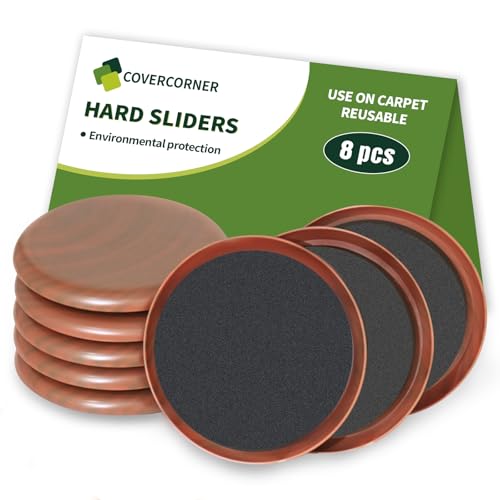 Furniture Sliders for Carpet 8 PCS - 3 1/2 inch Furniture Moving Slider Chair Legs Floors Protectors Furniture Movers Sliders – Move Your Furniture Easy & Safely(for Carpet) Brown Coffee - size: 8 PCS 3 1/2 inch Brown Coffee