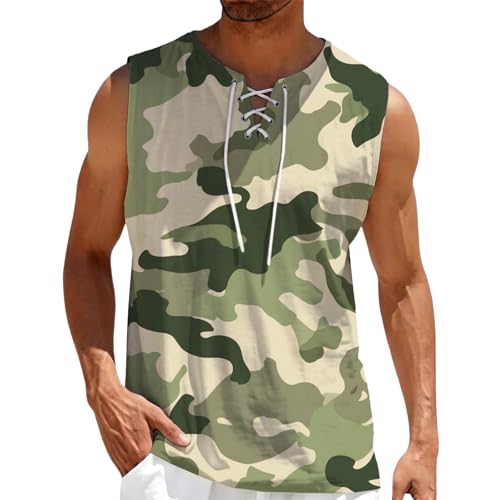 domirica Mens Summer Casual Sleeveless Shirts Plus Size Oversized Trendy Lightweight Pull On Tank Top - color: Camo, size: 3X-Large