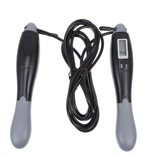 KOMBIUDA Smart Jump Rope with Digital Counter for Fitness and Weight Loss Steel Wire Skipping Rope for Home Workout and Body Shaping Rapid Training Tool in Black and Gray