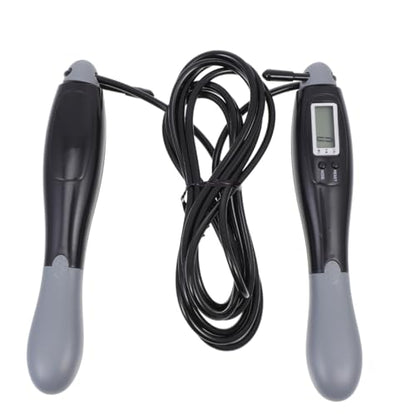 KOMBIUDA Smart Jump Rope with Digital Counter for Fitness and Weight Loss Steel Wire Skipping Rope for Home Workout and Body Shaping Rapid Training Tool in Black and Gray