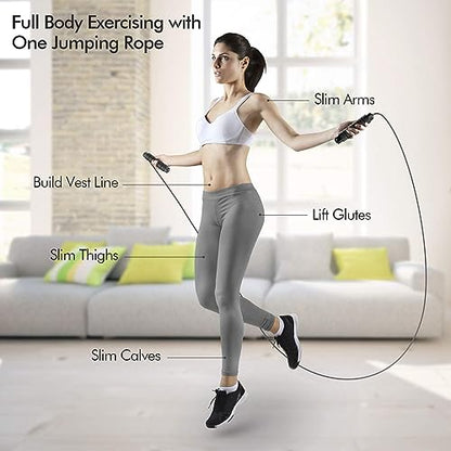 Jump Rope, Rapid Speed Jumping Rope Cable with Ball Bearings for Women, Men, and Kids, Adjustable Steel Jump Rope with Foam Handles for Home Gym Exercise Fitness Workout Equipment & Slim Body - color: Full Black