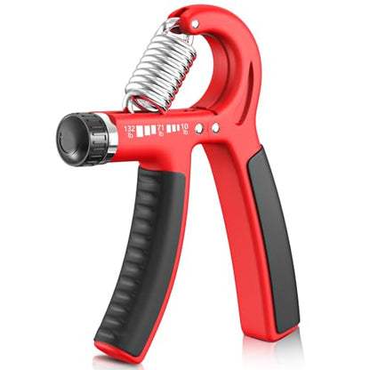 FitBeast Grip Strengthener Forearm Strengthener, Adjustable Hand Grip for Strength Training & Rehabilitation, 10-132 lbs Resistance, Ideal for Athletes and Physical Therapy - color: Red