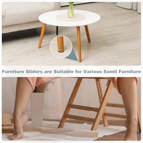 MECCANIXITY 24 Pcs Stick Furniture Sliders, 1/2" Chair Slider Furniture Sliding Pads Round Reusable Glides Glider for Carpeted Tile Vinyl Hardwood Floors Moving Protectors, Brown