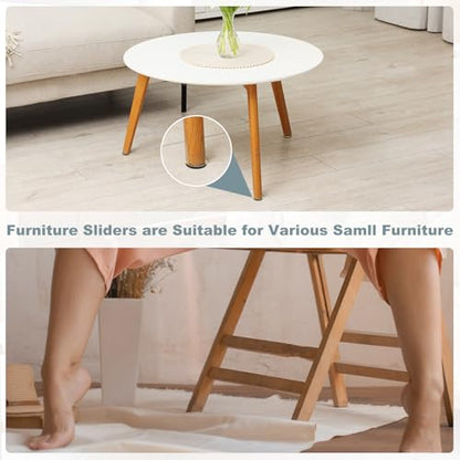 MECCANIXITY 24 Pcs Stick Furniture Sliders, 1/2" Chair Slider Furniture Sliding Pads Round Reusable Glides Glider for Carpeted Tile Vinyl Hardwood Floors Moving Protectors, Brown