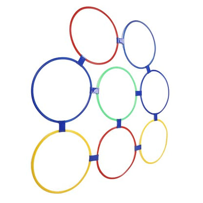 Hopscotch Hoop Hand Foot Coordination Sensory Training Plastic Hoops Pack of 10 Combination with 10 Buckles for Jumping Activities (Extra Large Size)