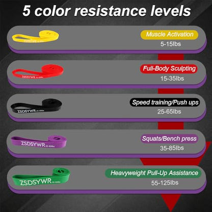 Pull Up Assistance Bands Complete Set,Heavy Duty Adjustable Resistance Bands with Handle Assembly，Latch Mechanism，Perfect for Men Women Seniors for Pull Up Bar,Dip&Resistance Strength Training