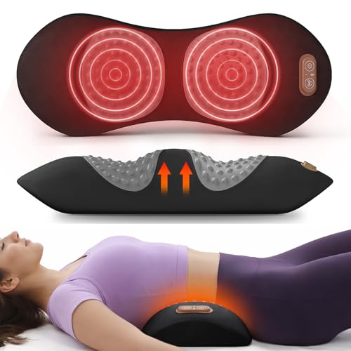 3-in-1 Electric Back Massager Pillow with Heat, Vibration and Traction, Triple Fusion Lumbar Support Massager for Bed or Chair, Designed for Daily Back Relaxation and Spine Support