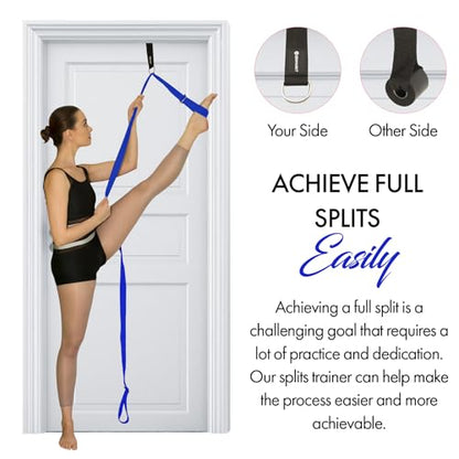 Stretching Strap With Door Anchor - Stretching Equipment to Improve Legs Flexibility - Splits Trainer For Home Ideal In Ballet, Dance, Cheerleading, Taekwondo, Yoga, Pole Dancing & Gymnastics - color: Dark Blue