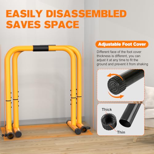 RELIFE REBUILD YOUR LIFE Dip Bar for Home Gym Training 400LBS Parallel Bars - color: Yellow