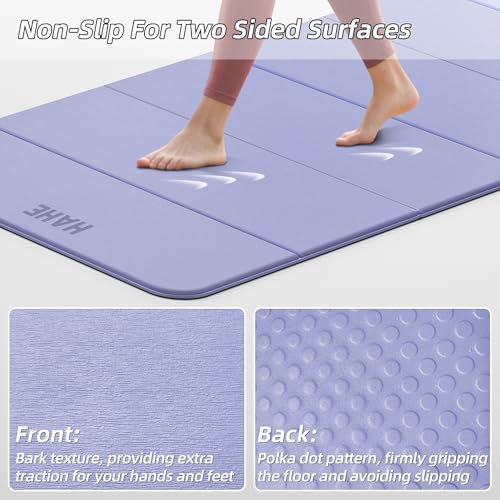 HAHE Foldable Yoga Mat 74"Lx32"Wx1/3"Thick, Folding Exercise Mats - color: Purple