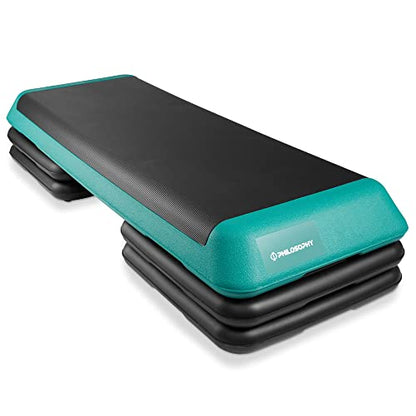 Philosophy Gym Aerobic Exercise Adjustable Step Platform, Health Club Size, with 4 Risers Included