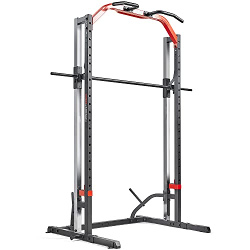Sunny Health & Fitness Premium Smith Machine & Squat Cage Rack, Pull-Up Bar, Spotter Blocks for Weightlifting & Bench Press for Home Gym Strength Training - style: Essential