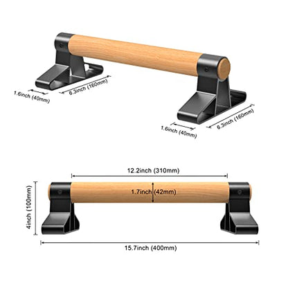 SELEWARE Wood Push Up Bars Steel Calisthenic Parallette Bars Handstand Bars - color: A: Wood Grip (15.7"L x 4"H)