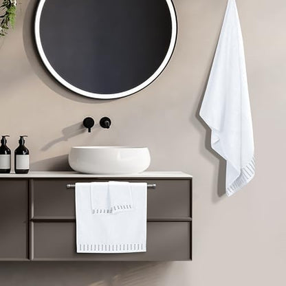 MALLONI HOME Ultra Soft 3 Pack Cotton Towel Set, Contains a Bath Towels 28x55 inch, a Hand Towels 16x24 inch & a Wash Coths 12x12 inch, Ideal Everyday use, Compact & Lightweight - White - color: White, size: 3 Pack Set