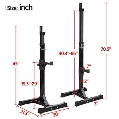 Yaheetech 2PCS Adjustable 44-70 Inch Squat Rack Portable Utility Home Gyms Workout Weight Dumbbell Racks Stands for Exercise & Fitness Strength Training