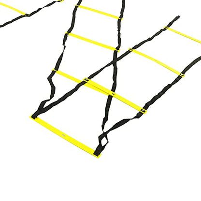 7M 14 Rung Fixed Agility Speed Ladder, Training Ladder for Soccer Football Fitness, Adjustable Length PP Agility Ladder with Non - Slip Design for Athletes and Coaches - color: Yellow