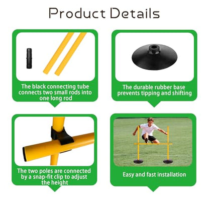 2.6FT Speed Agility Training Hurdles Set Adjustiable Height Jumping Hurdles Soccer Agility Poles for Beginner and Student - style: Pack of 3