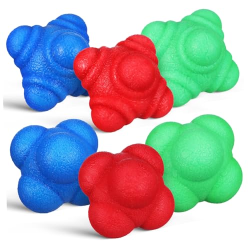6 Pack Reaction Balls Reflex Workout Balls for Agility Training Hand Eye Coordination Sports Reflex Training