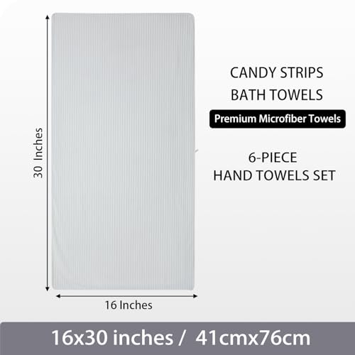6 Pack Soft Microfiber Hand Towels for Bathroom, 16"x30", White - color: White