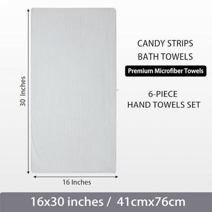6 Pack Soft Microfiber Hand Towels for Bathroom, 16"x30", White - color: White