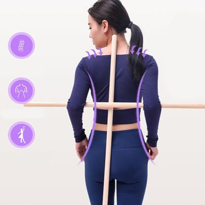 Correct Postures Exercise Stick Mobility Fitness Poles Portable Wood Training Stick Stretching Tool for Women, Comfortable Body Stretching Tool