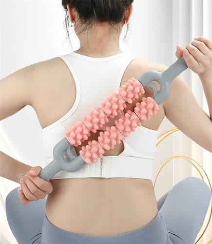 Muscle Roller Stick for Athletes, Leg Back Shoulder Double Row Massage Stick Deep Tissue Trigger Point & Myofascial Release Tool for Relief Muscle Soreness, Cramping & Tightness (Blue) - color: Blue