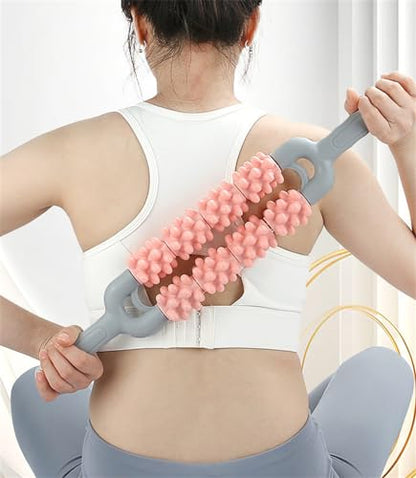 Muscle Roller Stick for Athletes, Leg Back Shoulder Double Row Massage Stick Deep Tissue Trigger Point & Myofascial Release Tool for Relief Muscle Soreness, Cramping & Tightness (Blue) - color: Blue