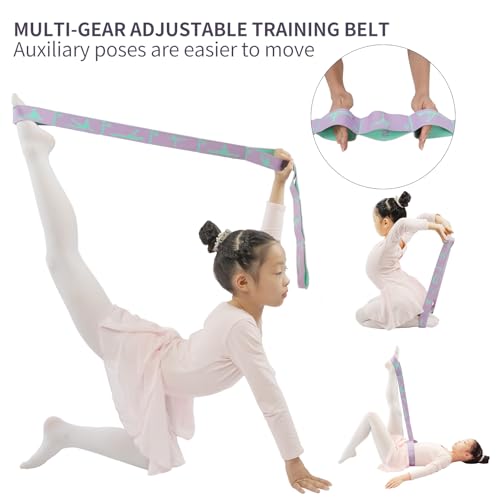 2 PCS Adjustable Extended Children's Stretching Straps with 8 Loops, Multi-Functional Elastic Stretch Bands for Gymnastics, Dance, Latin Training, Ballet, Exercise, Yoga - color: Blue+Purple