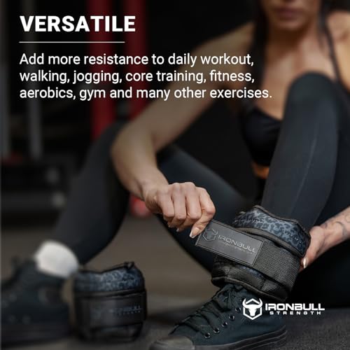 Adjustable Ankle Weights (10lbs/Pair) - Weighted Ankle Weight for Walking, Gym and Exercise - 2, 4, 6, 8, 10 LB Leg Weight Set with Straps for Women and Men - 1-5 lbs Each Ankle Adjustable for Weight Lifting - color: Black