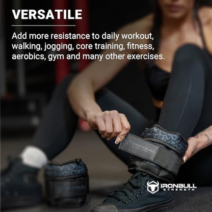 Adjustable Ankle Weights (10lbs/Pair) - Weighted Ankle Weight for Walking, Gym and Exercise - 2, 4, 6, 8, 10 LB Leg Weight Set with Straps for Women and Men - 1-5 lbs Each Ankle Adjustable for Weight Lifting - color: Black