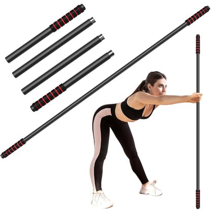 Yoga Stick Sturdy Steel, 5 Ft Adjustable Stretching Stick for Mobility, Flexibility and Balance, Versatile Exercise Stick with Non-Slip Ends and Foam Handles for Fitness, and Posture - color: Black
