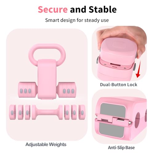 Hezeyferg 2-in-1 Adjustable Dumbbells Set, 4 Levels Weight Dumbbells Set for Women Men, Each 2.2/3.3/4.4/5.5lb Hand Weights with Kettlebell Form for Home Gym Exercise Training