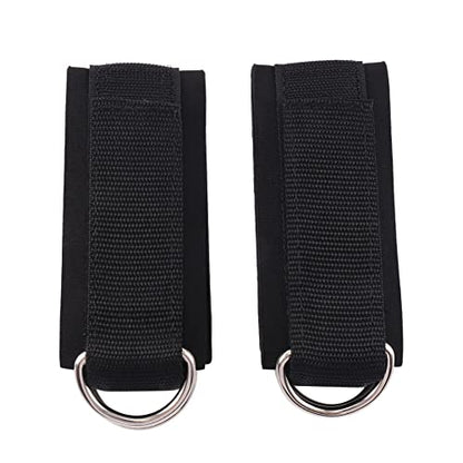 2Pcs Fitness Equipment Gym Ankle Strap Padded Double D-Ring Adjustable Ankle Weight Leg Training Brace Support Black