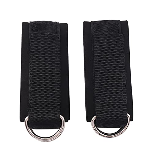2Pcs Fitness Equipment Gym Ankle Strap Padded Double D-Ring Adjustable Ankle Weight Leg Training Brace Support Black