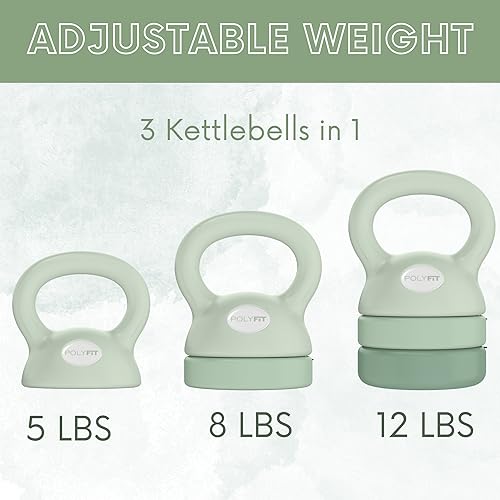 Polyfit Adjustable Kettlebell | 5 lb - 12 lb | Kettlebells Weights Set for Home Gym | Kettle Bell Sets for Women at Home - color: GREEN