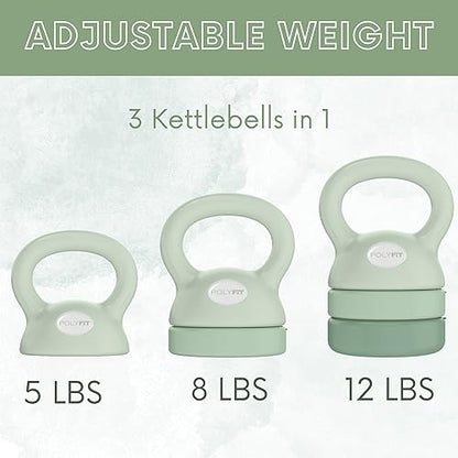 Polyfit Adjustable Kettlebell | 5 lb - 12 lb | Kettlebells Weights Set for Home Gym | Kettle Bell Sets for Women at Home - color: GREEN
