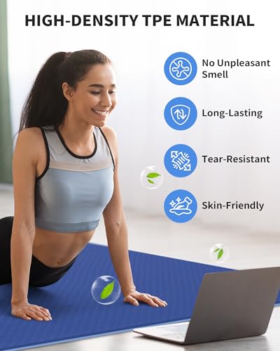 CAMBIVO Yoga Mat 72" x 48" Large Workout Mat for Home Gym Flooring | 6mm-12mm (0.24"-0.48") Extra Thick Exercise Mat for Apartment Fitness | High-Density TPE Cushioning for Joint Protection