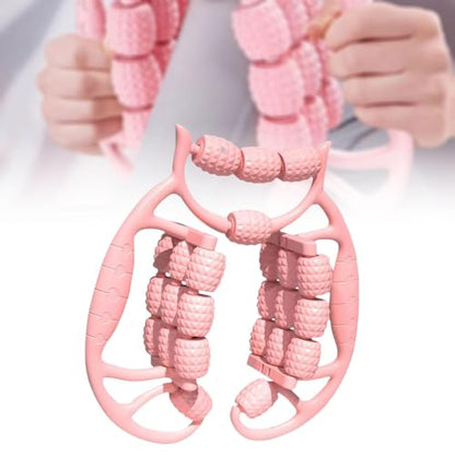 Muscle Roller for Legs Full Body Massage 24 Wheels Manual Leg Roller for Thighs for Neck Golfer Elbow Shoulder Home Gym, Pink