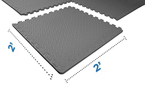 Signature Fitness Puzzle Exercise Mat with EVA Foam Interlocking Tiles - color: Grey, style: 3/4" Thick, 96 S.F., Easy Open