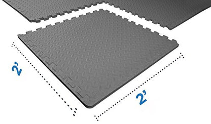 Signature Fitness Puzzle Exercise Mat with EVA Foam Interlocking Tiles - color: Grey, style: 3/4" Thick, 96 S.F., Easy Open