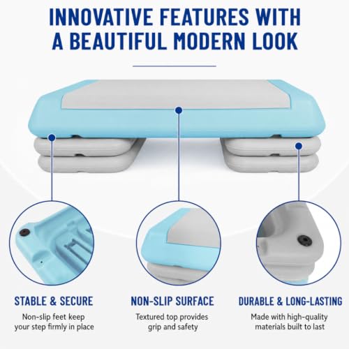 Aerobic Step Platform Height Adjustable Workout Step - color: Double-layer Base-Skyblue