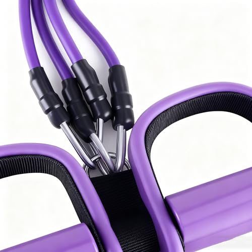 Upgrade 4-Tube Pedal Ankle Puller Resistance Bands with Two Extra Handles,Pedal Puller Resistance Band with Handle for Home Gym,Yoga & Pilates,Ideal to Tone Arms,Abs,Waist Unisex