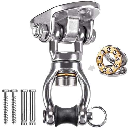 SELEWARE Heavy Duty Swing Hanger with Bearing Swivel 1200 LB Capacity Stainless Steel Swing Hook Ceiling Swing Mount Indoor Outdoor Swing Hardware for Aerial Yoga Silks Hammock Chairs Heavy Bag - color: Silver: 360° Bearing Swing Hanger ( 1 Pack )