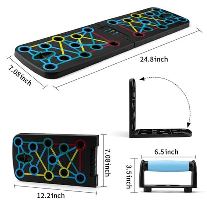 Push Up Board- 11 piece set foldable Push Up Rack Board Train Gym Fitness System Workout Exercise Stands for Body Training ，Push Up Stands