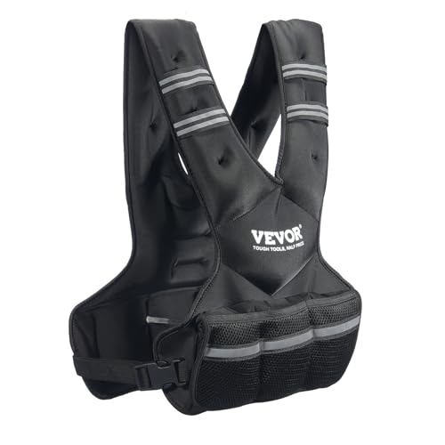 VEVOR Adjustable Weighted Vest, 11-20lb/20-32lbs/35lbs/40lbs Weight Vest with 6 Ironsand Weights and Reflective Stripe, Workout Equipment for Strength Training Running Jogging - color: 20-32 lbs