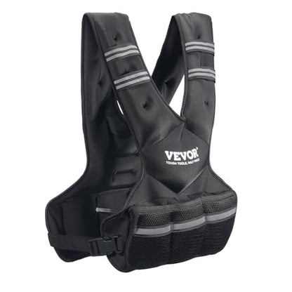 VEVOR Adjustable Weighted Vest, 11-20lb/20-32lbs/35lbs/40lbs Weight Vest with 6 Ironsand Weights and Reflective Stripe, Workout Equipment for Strength Training Running Jogging - color: 20-32 lbs