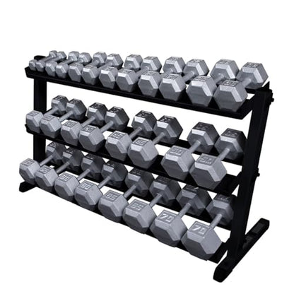 Body-Solid (GDR60B) 2-Tier Dumbbell Rack Stand Only, Heavy-Duty Dumbell Weight Storage Racks for Hand Weights, Home Gym Organizer Can Hold 5-50 lbs. Dumbbells