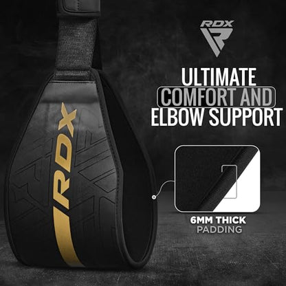 RDX AB Straps for Pull Up Bar Hanging (Pair), Maya Hide Leather, Abdominal Muscle Building Padded Arm Support Slings with D-Ring Strap, Leg Raise Exercise Fitness Workout Strength Training, Men Women - color: Black Golden