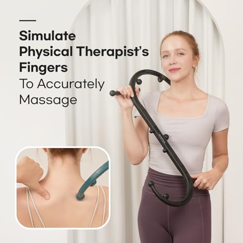 HubiCare Massage Stick, Trigger Point Cane, Body Deep Tissue, Handheld Back, Neck, Shoulder, Leg and Feet, Muscle Release Tool Self Massage Hook Cane for Women & Men (Black)