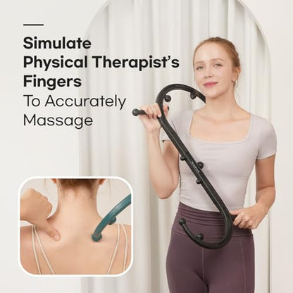 HubiCare Massage Stick, Trigger Point Cane, Body Deep Tissue, Handheld Back, Neck, Shoulder, Leg and Feet, Muscle Release Tool Self Massage Hook Cane for Women & Men (Black)